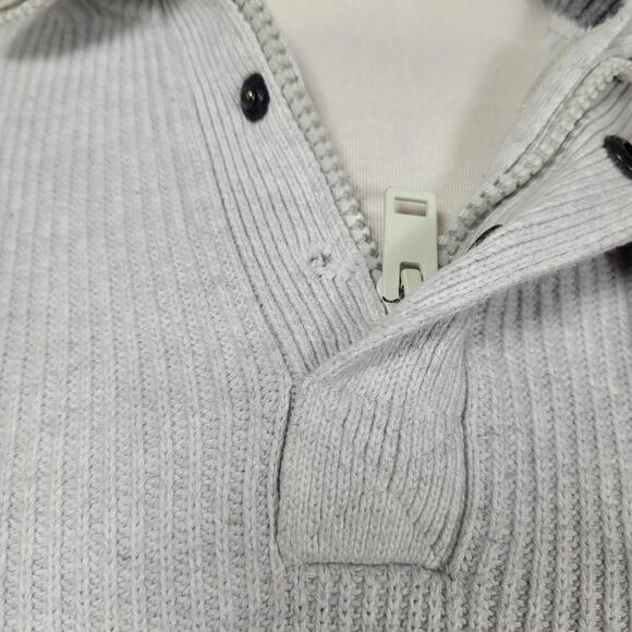 Express Men's Gray Ribbed Long Sleeve Knit 1/4 Zip Snap Button Sweater Small - Picture 6 of 8